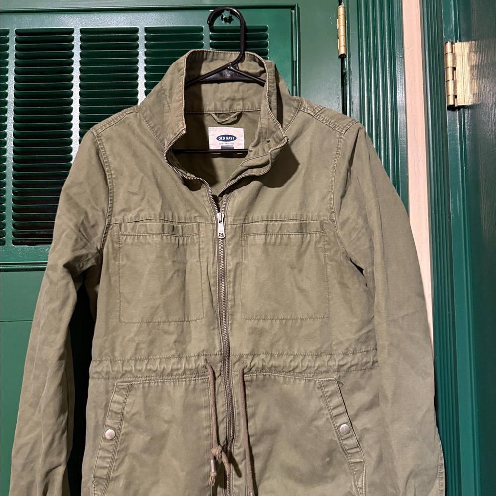 Old Navy Green Military Field Jacket with Stand-Up Collar